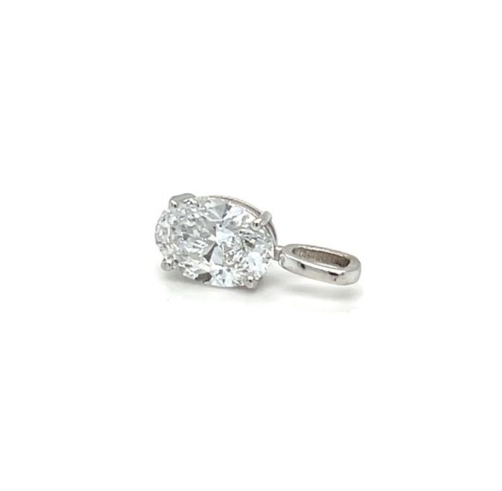 Pandantiv aur alb 14K, diamant 1,05 ct (oval) culoare E și claritate VS1
