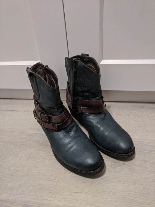 Botine/ciocate piele, culoare  verde Torry măr 39