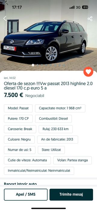 VW Passat B7 ,2013 ,2.0,Diesel ,170 CP,euro 5