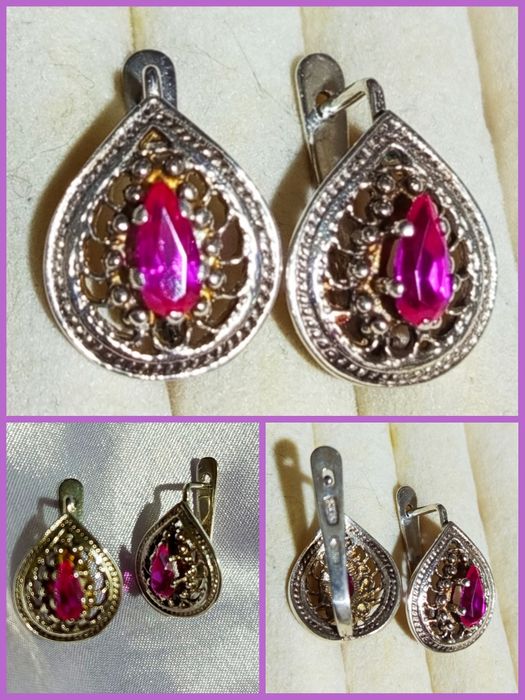 Винтажные серьги, серебро 875,916  пробы