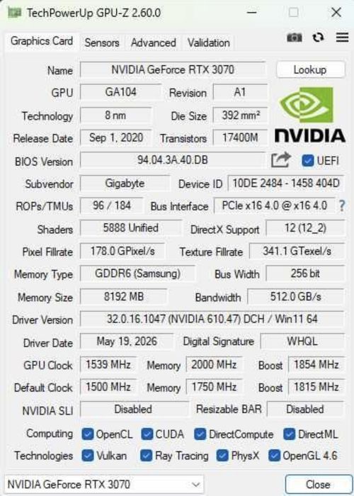 Placa video Nvidia GeForce RTX 3070 Gaming OC 8GB