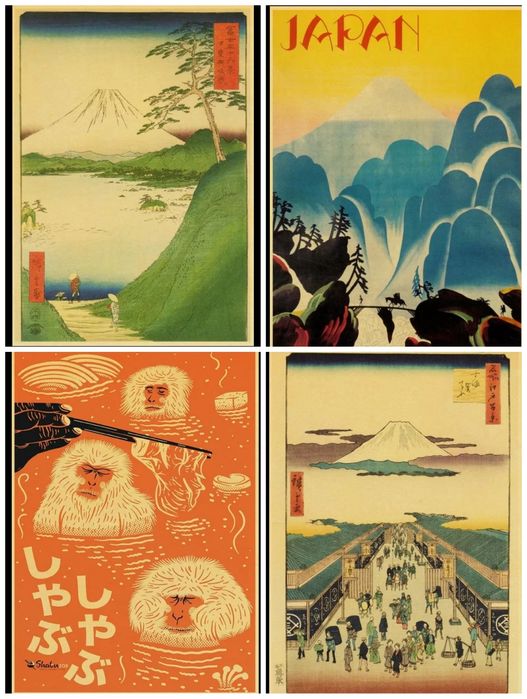 Poster/print tematica japoneza hârtie kraft 42x30cm