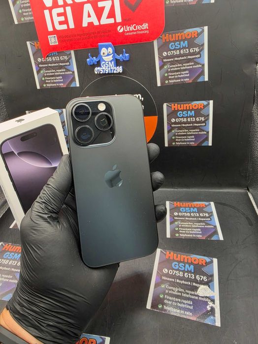 Humor GSM Ofera spre vanzare / iPhone 16 Pro / 256GB / Black Titanium / Garantie 24 luni / Rate