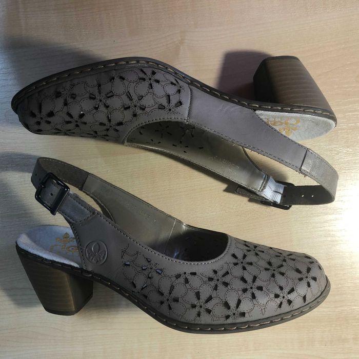 Sandale dama, Rieker, piele naturală, bej, noi + Livrare Gratis!