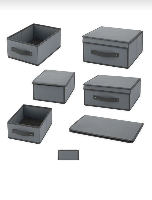 Cutie depozitare si organizare, cu capac, gri, 45x 30x 20cm