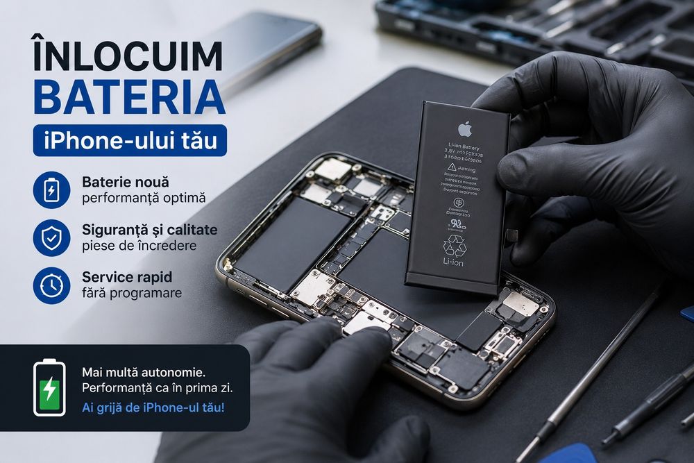 Schimbam Baterie iPhone 11 - 17 Pro Max | de la 250 lei