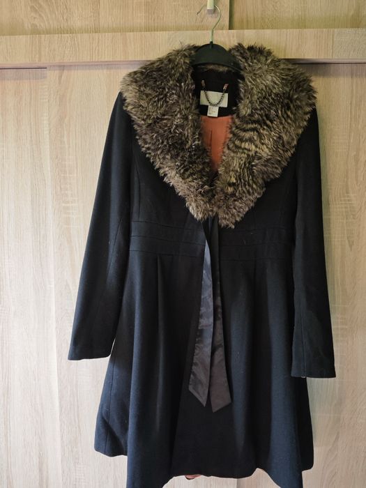 Palton lana H&M Premium cu blăniță detașabilă