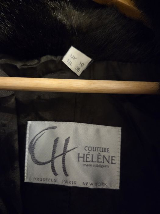 Haină blană damă Couture Hélène, mărimea S/M, maro închis