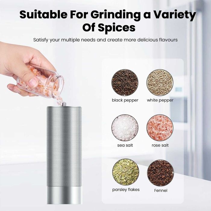 Luvan Salt Grinder - ръчна алуминиева мелничка за сол, нова, регулируема