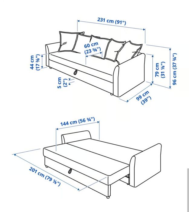 Canapea 3 locuri Ikea (extensibilă)