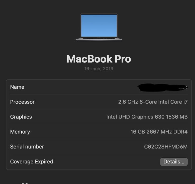 Macbook Pro 16-inch 2019