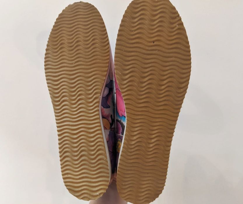 Pantofi piele, imprimeu floral, talpa joasa