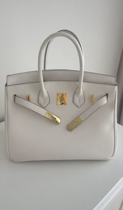 Poseta Geanta piele , alba, gold, 30