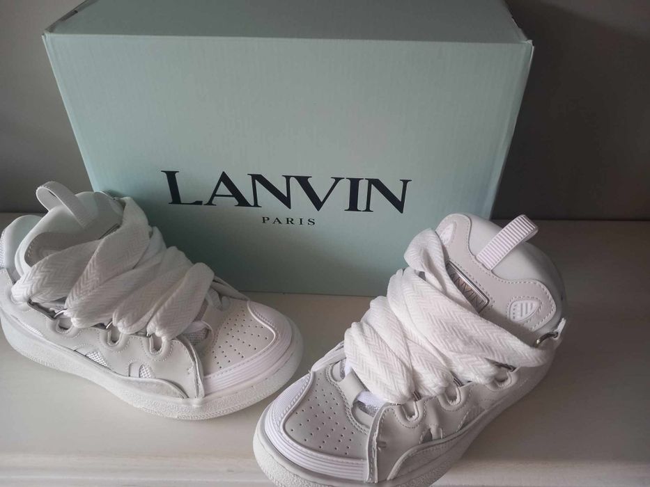 Lanvin curb sneakers бели, черни и розови