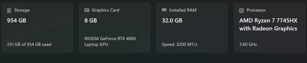 Lenovo Legion 16"  AMD Ryzen 7 7745HX RTX 4060 32GB RAM 1T SSD