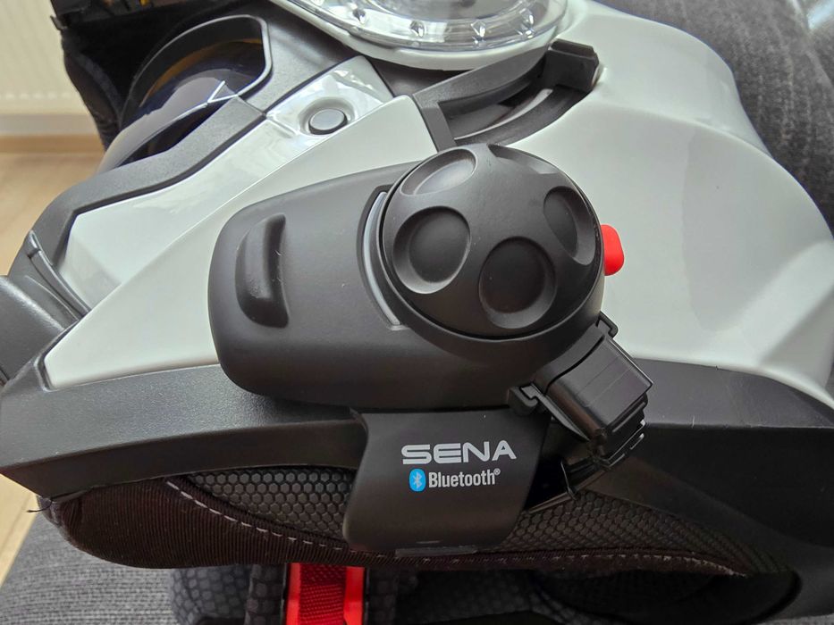 Casca moto modulara Shox Destination alba plus SENA SMH5