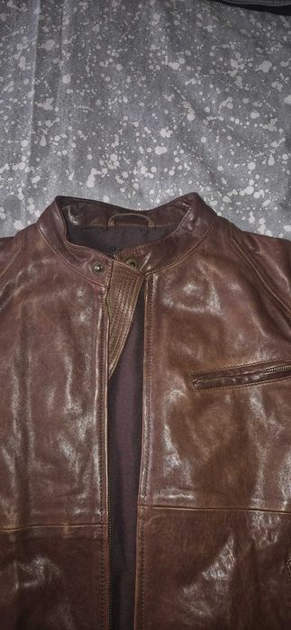 Geacă Piele Naturală M&S Autograph -Calitate Premium- Stil Café Racer