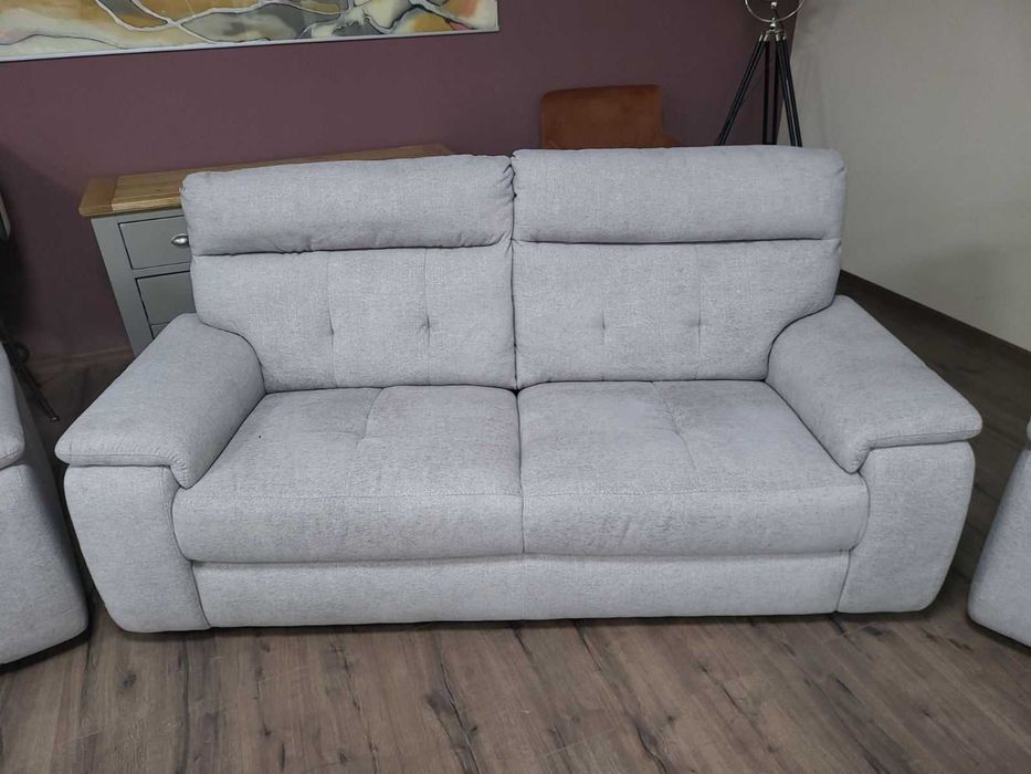Италиански сив комплект от плат диван тройка и два фотьойла