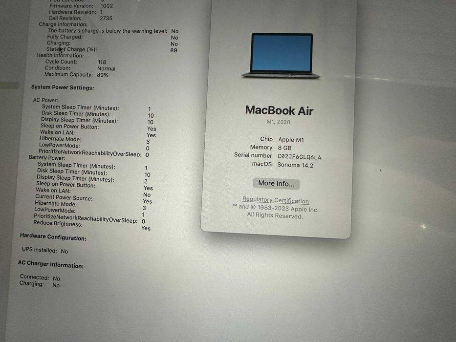 Apple MacBook Air 13 2020 m1 8/256 gb 118 циклов