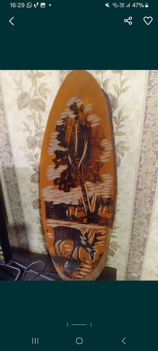 Панно на спиле дерева 1980 год