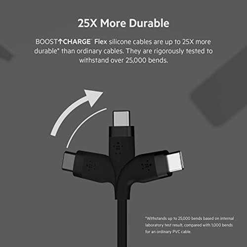 Нови Belkin 2 броя силиконови USB C кабели за зареждане черен и бял телефон Samsung Galaxy MacBook