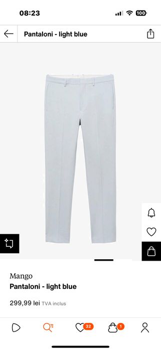 Costum MANGO light blue, perfect pentru adolescenti