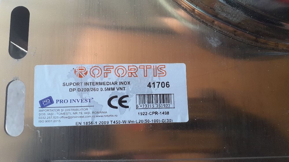 Suport intermediar inox D 200/260 0,5mm