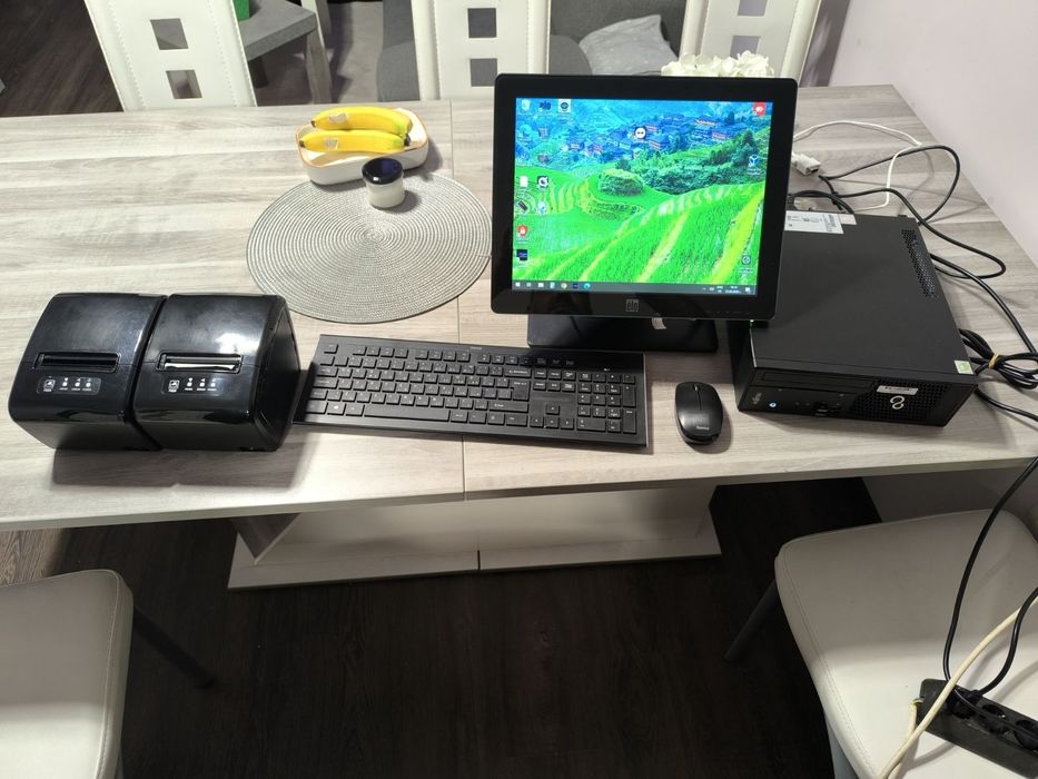 POS комплект – Elo тъч дисплей, 2× термо принтера, компютър i5 – готов