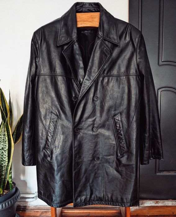 Palton Jake’s din piele naturală, negru, L/XL, elegant