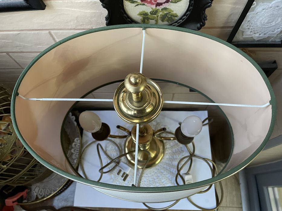 Красива двойна месингова лампа от Англия