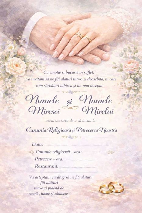 Invitatii personalizate pentru–Nunta•Botez•Gender Reveal•Save the Date