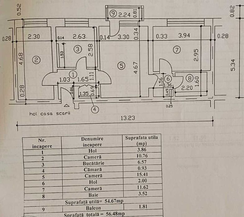 Vand apartament 3 camere - Cina / nord