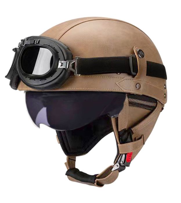 Ретро мотоциклетный шлем с защитными очками (Новые в упаковке)