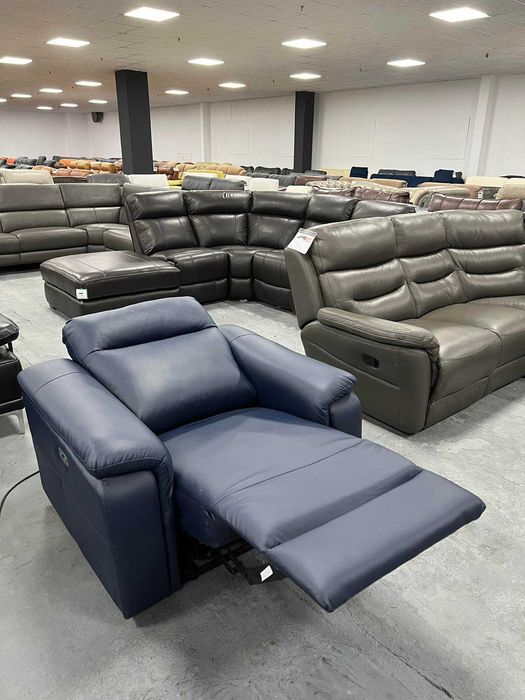 ПРОМОЦИЯ! Син фотьойл от еко кожа с електрически релаксиращ механизъм