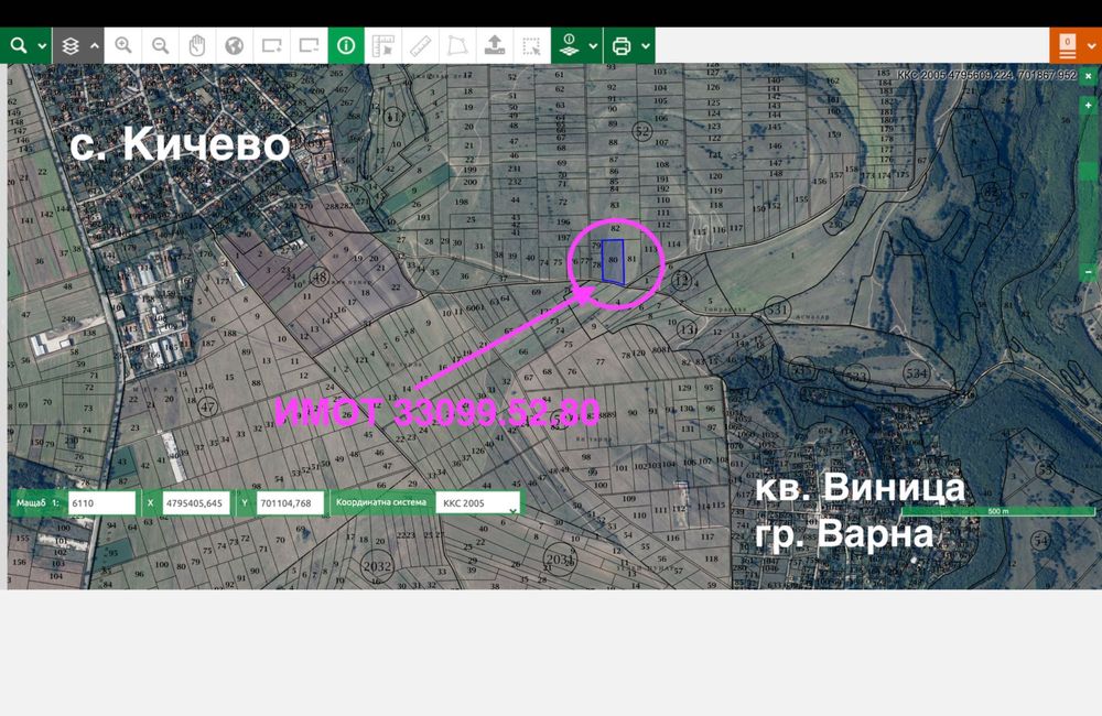 Продават се два големи парцела с изтекъл ПУП и гледка море в с. Кичево до Добрева чешма, гр. Варна