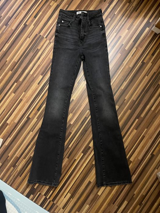 Дънки ZARA тъмносив/черен цвят