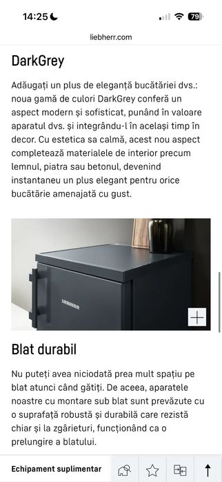 Frigider Liebherr Rdgd 1401-20 Pure, Dark grey, NOU si SIGILAT, compact sub masa, gri inchis, combina frigorifica Liebherr 85 cm