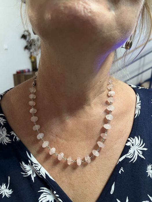 Colier cu hematit si argint, si cuart roz si argint