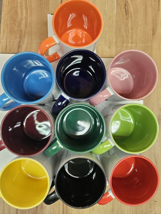 Чаши за Сублимация-Цветна вътрешност и дръжка!