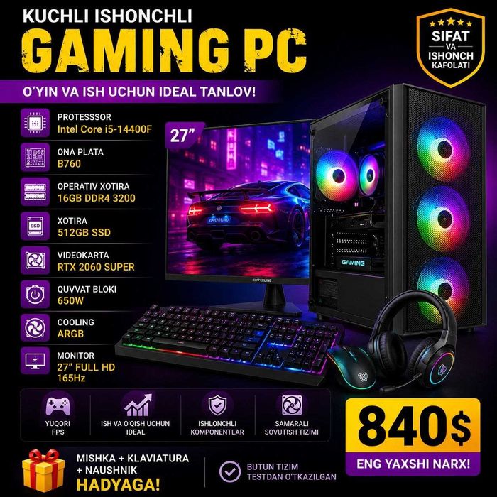 Kuchli gaming kampyuter arzon narxda