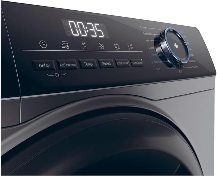 Нова инверторна Direct Drive пералня с пара Haier 9 кг антрацит