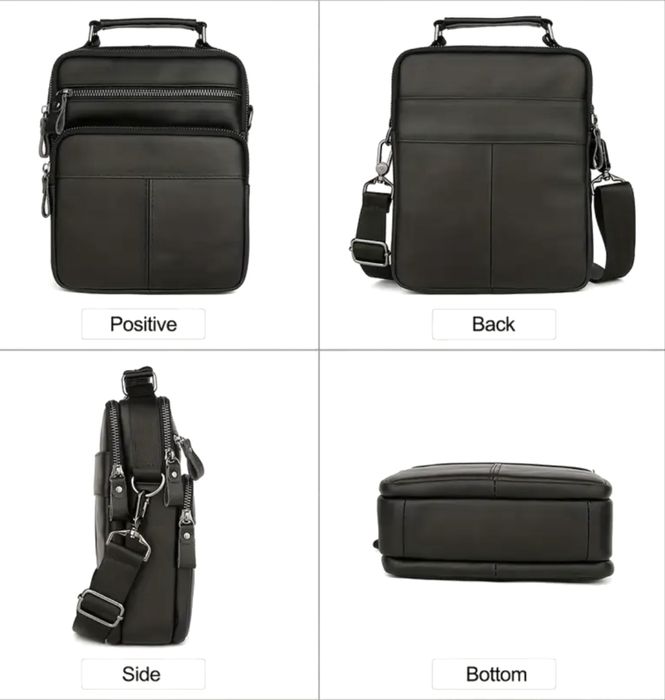 Мъжка месинджър кожена чанта/Черна и Кафява естест. кожа -10%Промоция!