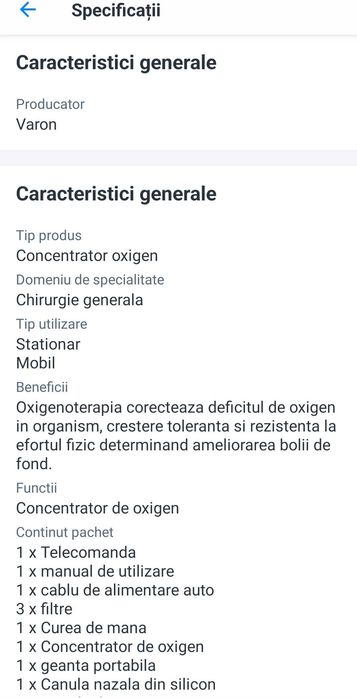 Aparat portabil oxigen Varon debit 6l/min