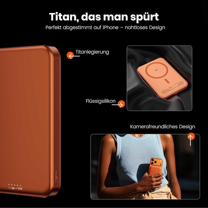 Baterie ext magnetică Kstime 10000mAh, wireless PD20W cu intrare și ieșire USB-C,alb,sigilat