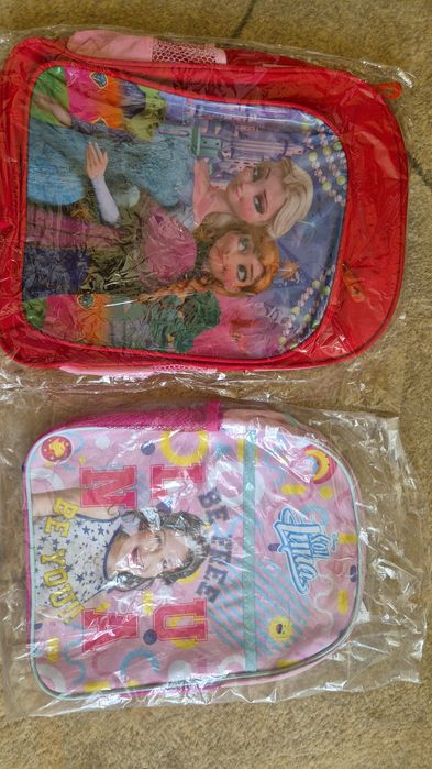 Ghiozdan copii Ana si Elsa, Frozen, roz, 2 compartimente