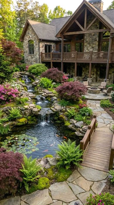 Водопад,пруд,скульптура,дерево,ландшафтный дизайн,кора,фонтан,барельеф