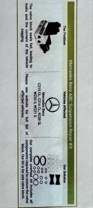 Mercedes ABC (Active Body Control) ремонтен комплект