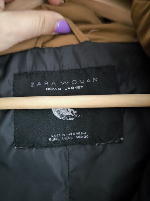 Geaca lunga puf si pene Zara L