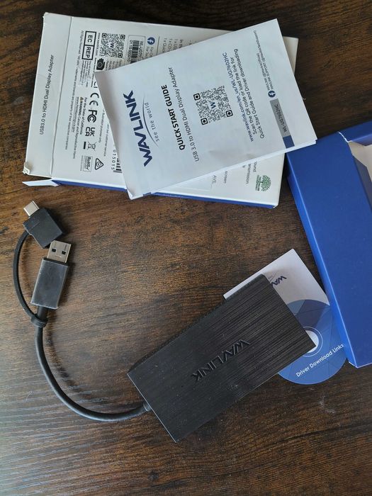 WAVLINK SMI USB графичен адаптер USB 3.0/USB-C към 2x HDMI – 2 монитора (2K и 4K), Mac/Windows