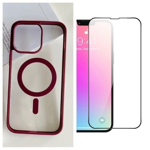 Husa Plastic Magsafe si Folie Sticla Iphone 14/15/16E/16/17/PLUS/PRO/MAX/AIR/17E
